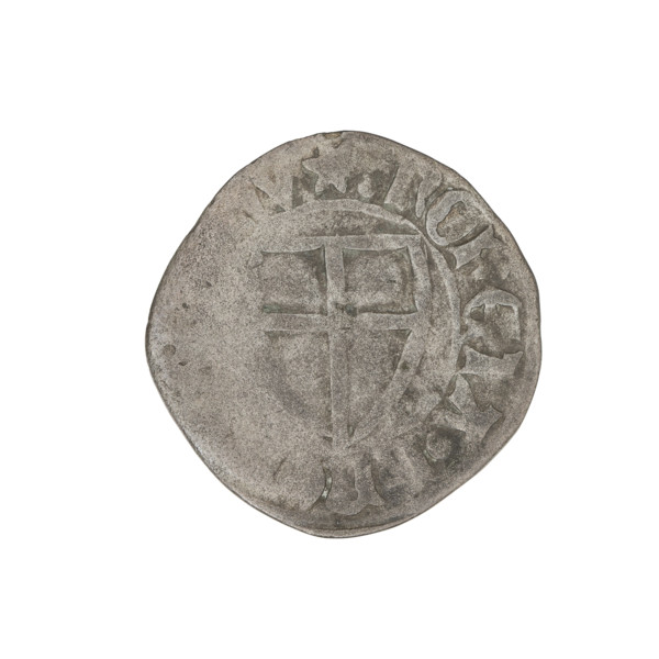 Teutonic szelag, Michal Küchmeister (Grand Master; 1414–1422). Obverse: monastic shield of the
