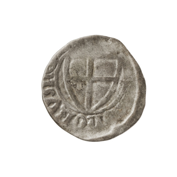 Teutonic szelag, Michal Küchmeister (Grand Master; 1414–1422). Obverse: monastic shield of the