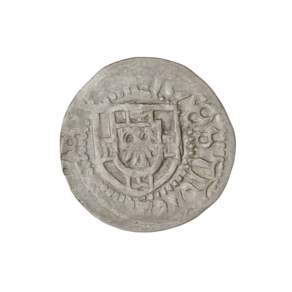 Teutonic szelag, Henryk Reffle von Richtenberg (Grand Master; 1470–1477). Obverse: Teutonic shield