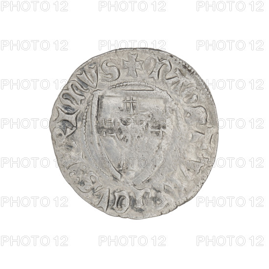 Teutonic szelag, Ulrich von Jungingen (Grand Master; 1407–1410). Obverse: Teutonic shield of the