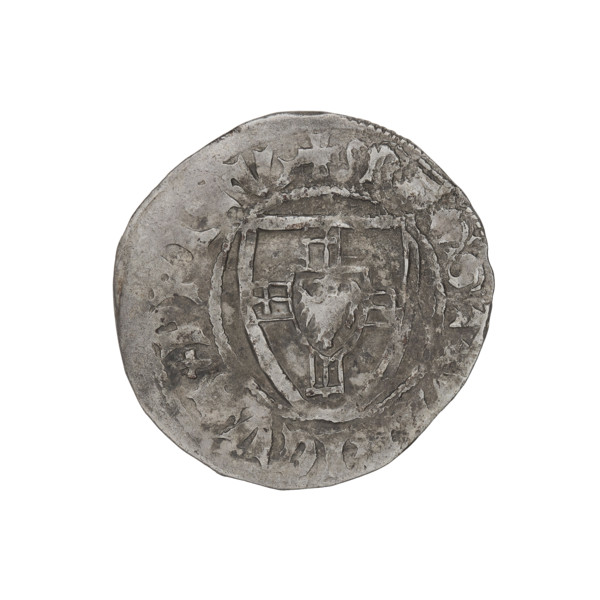 Teutonic szelag, Ulrich von Jungingen (Grand Master; 1407–1410). Obverse: Teutonic shield of the