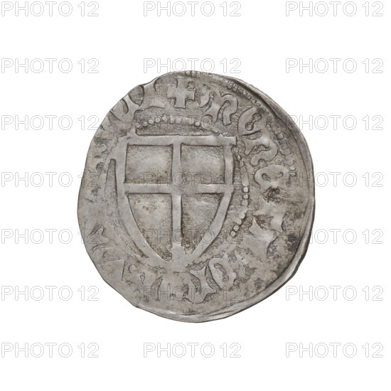 Teutonic szelag, Ulrich von Jungingen (Grand Master; 1407–1410). Obverse: Teutonic shield of the