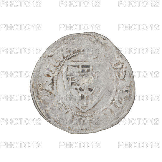 Teutonic szelag, Henryk von Plauen (Grand Master; 1410–1413). Obverse: monastic shield of the Grand
