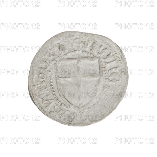 Teutonic szelag, Henryk Reffle von Richtenberg (Grand Master; 1470–1477). Obverse: Teutonic shield