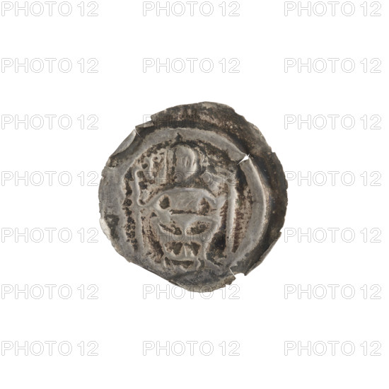 Denarius - bracteate, R6 (rarity); one-sided coin; standing knight with a pennant, cross and