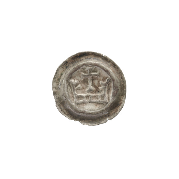 Denarius - bracteate; iconography: crown I, crosses, crowns; one-sided coin; Teutonic Knights