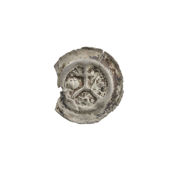 Denarius bracteate; cross on arcade (iconographic) with a ring underneath and one ball on each side