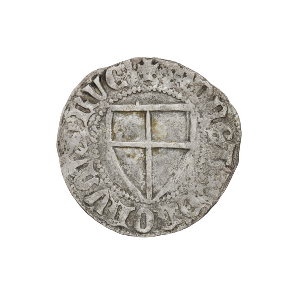Teutonic szelag, Konrad von Jungingen (Grand Master; 1393–1407). Obverse: Teutonic shield of the