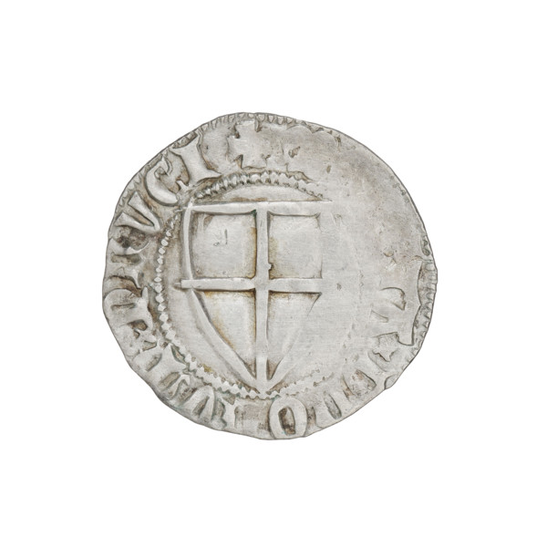 Teutonic szelag, Konrad von Jungingen (Grand Master; 1393–1407). Obverse: Teutonic shield of the