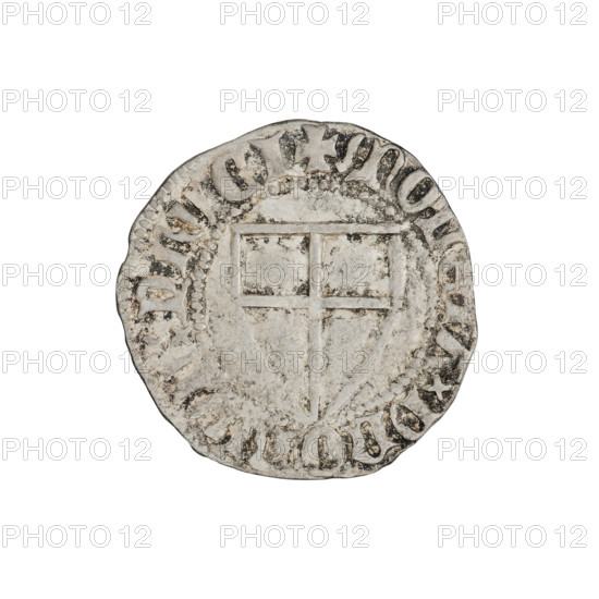 Teutonic szelag, Konrad von Jungingen (Grand Master; 1393–1407). Obverse: Teutonic shield of the