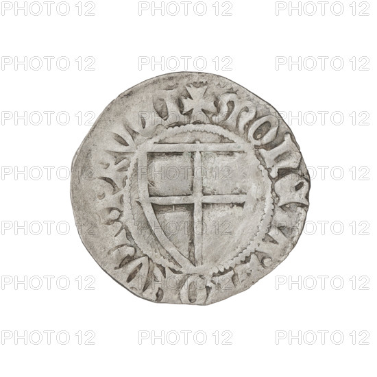 Teutonic szelag, Henryk von Plauen (Grand Master; 1410–1413). Obverse: Teutonic shield of the Grand