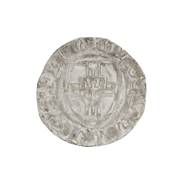 Teutonic szelag, Henryk von Plauen (Grand Master; 1410–1413). Obverse: monastic shield of the Grand