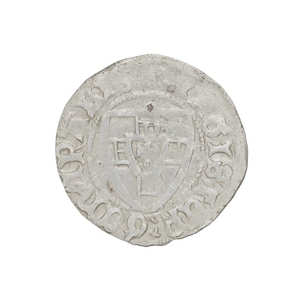 Teutonic szelag, Herman Gans (1413–1414). Obverse: Monastic shield of the Grand Master; dot above
