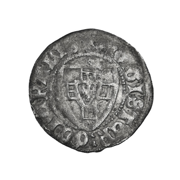Teutonic szelag, Herman Gans (1413–1414). Obverse: monastic shield of the Grand Master; dot above