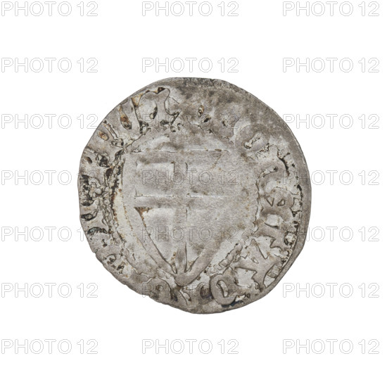 Teutonic szelag, Michal Küchmeister (Grand Master; 1414–1422). Obverse: Teutonic shield of the