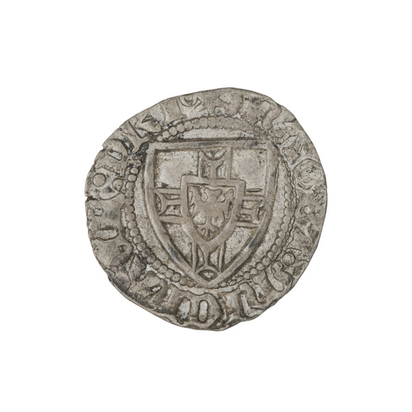 Teutonic szelag (1414–1416), attributed to Grand Master Michal Küchmeister (1414–1422). Obverse: