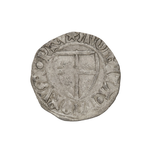 Teutonic szelag, Michal Küchmeister (Grand Master; 1414–1422). Obverse: monastic shield of the