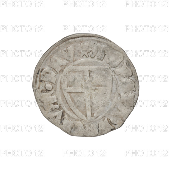 Teutonic szelag, Michal Küchmeister (Grand Master; 1414–1422). Obverse: monastic shield of the