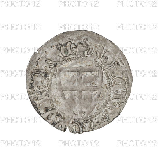 Teutonic szelag, Michal Küchmeister (Grand Master; 1414–1422). Obverse: Monastic shield of the