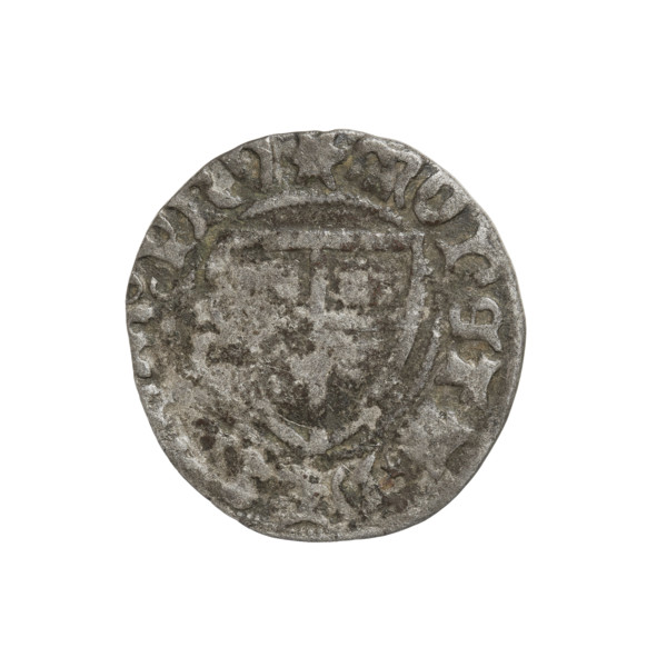 Teutonic szelag, Michal Küchmeister (Grand Master; 1414–1422). Obverse: monastic shield of the