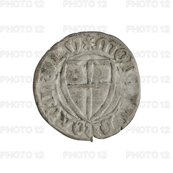 Teutonic szelag, Michal Küchmeister (Grand Master; 1414–1422). Obverse: monastic shield of the