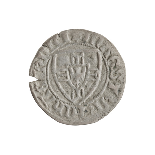 Teutonic szelag, Michal Küchmeister (Grand Master; 1414–1422). Obverse: Monastic shield of the