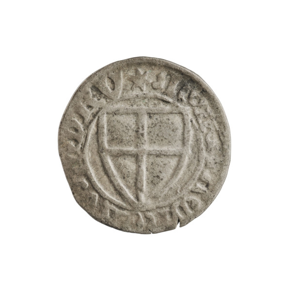 Teutonic szelag, Michal Küchmeister (Grand Master; 1414–1422). Obverse: monastic shield of the