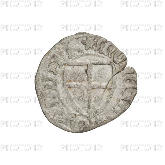 Teutonic szelag, Michal Küchmeister (Grand Master; 1414–1422). Obverse: Monastic shield of the