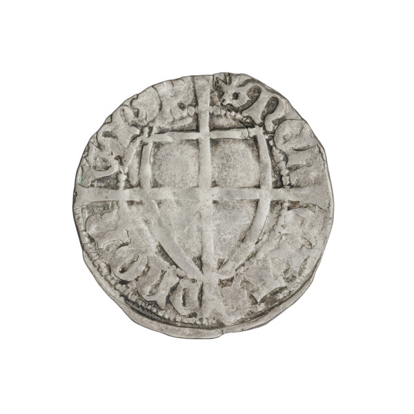 Teutonic szelag, Michal Küchmeister (Grand Master; 1414–1422). Obverse: monastic shield of the