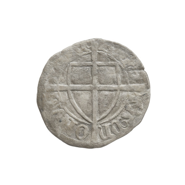 Teutonic szelag, Michal Küchmeister (Grand Master; 1414–1422). Obverse: Monastic shield of the