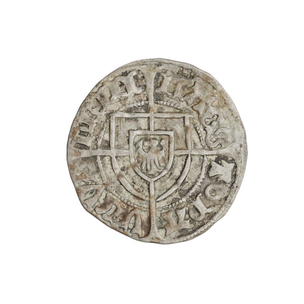 Teutonic szelag, Pawel von Russdorf (Grand Master; 1422–1441). Obverse: Monastic shield of the