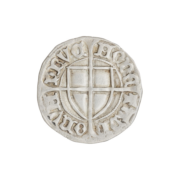 Teutonic szelag, Pawel von Russdorf (Grand Master; 1422–1441). Obverse: monastic shield of the