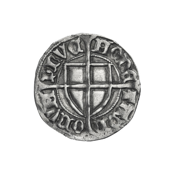 Teutonic szelag, Pawel von Russdorf (Grand Master; 1422–1441). Obverse: monastic shield of the