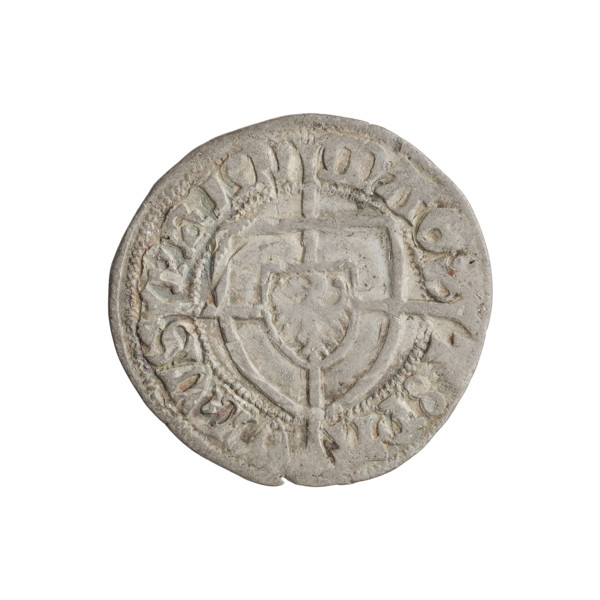 Teutonic szelag, Paul von Russdorf (Grand Master; 1422–1441). Obverse: monastic shield of the Grand