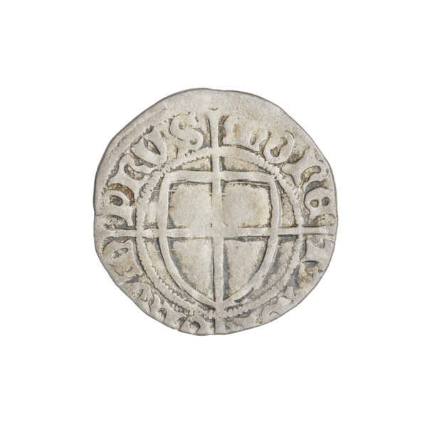 Teutonic szelag, Pawel von Russdorf (Grand Master; 1422–1441). Obverse: monastic shield of the