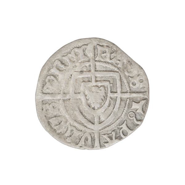 Teutonic szelag, Paul von Russdorf (Grand Master; 1422–1441). Obverse: Monastic shield of the Grand