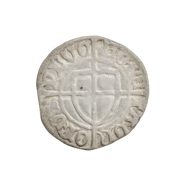 Teutonic szelag, Paul von Russdorf (Grand Master; 1422–1441). Obverse: monastic shield of the Grand