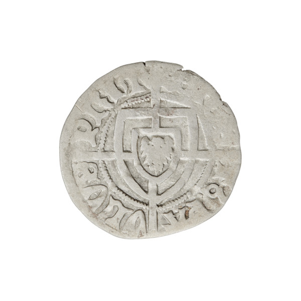 Teutonic szelag, Paul von Russdorf (Grand Master; 1422–1441). Obverse: monastic shield of the Grand