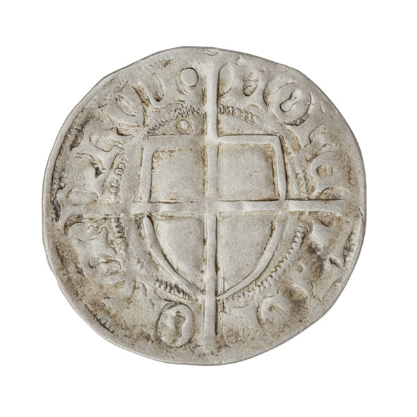 Teutonic szelag, Pawel von Russdorf (Grand Master; 1422–1441). Obverse: Monastic shield of the