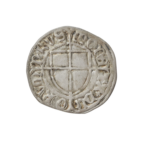 Teutonic szelag, Konrad von Erlichshausen (Grand Master; 1441–1449), cross with elongated arms,