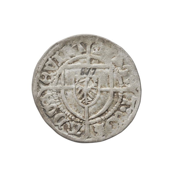Teutonic szelag, Konrad von Erlichshausen (Grand Master; 1441–1449). Cross with elongated, widening