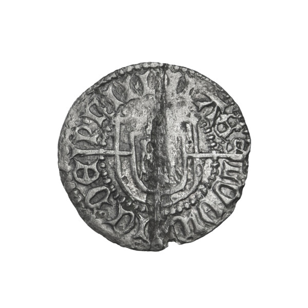 Teutonic szelag, Ludwik von Erlichshausen (Grand Master; 1450–1467). Obverse: Monastic shield of