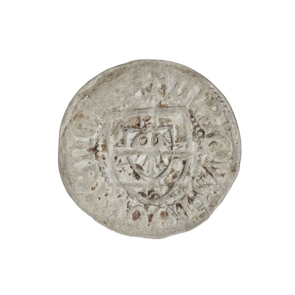 Teutonic szelag, Henryk Reuss von Plauen (Grand Master; 1467–1469). Obverse: Teutonic shield of the