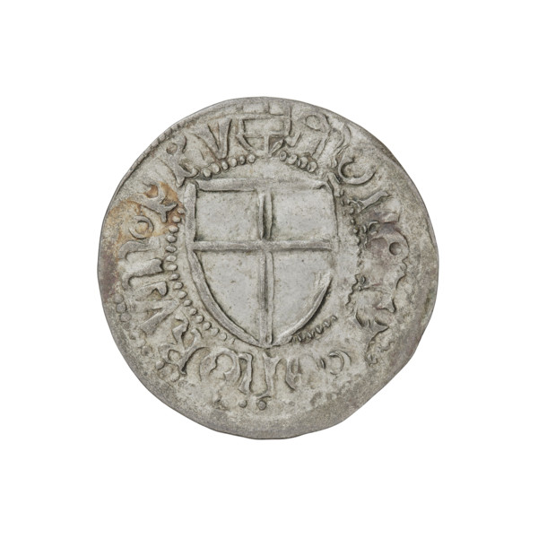 Teutonic szelag, Henryk Reuss von Plauen (Grand Master; 1467–1469). Obverse: Teutonic shield of the