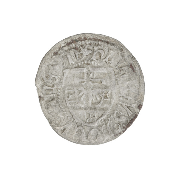 Teutonic szelag, Henryk Reuss von Plauen (Grand Master; 1467–1469). Obverse: Teutonic shield of the