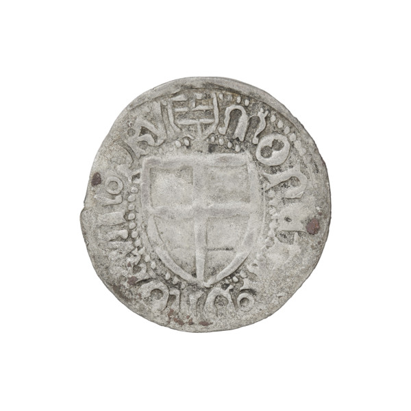 Teutonic szelag, Henryk Reuss von Plauen (Grand Master; 1467–1469). Obverse: Teutonic shield of the
