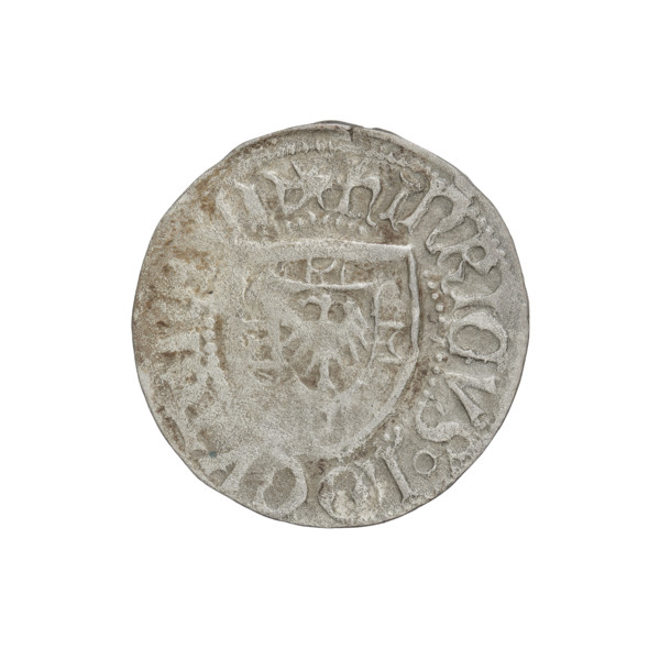 Teutonic szelag, Henryk Reuss von Plauen (Grand Master; 1467–1469). Obv.: Teutonic shield of the