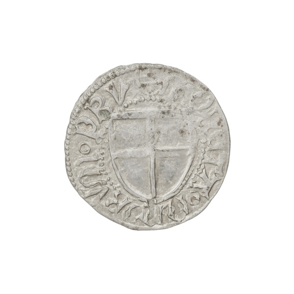 Teutonic szelag, Henryk Reuss von Plauen (Grand Master; 1467–1469). Obverse: Teutonic shield of the