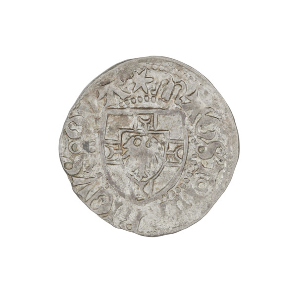Teutonic szelag, Henryk Reffle von Richtenberg (Grand Master; 1470–1477). Obverse: Teutonic