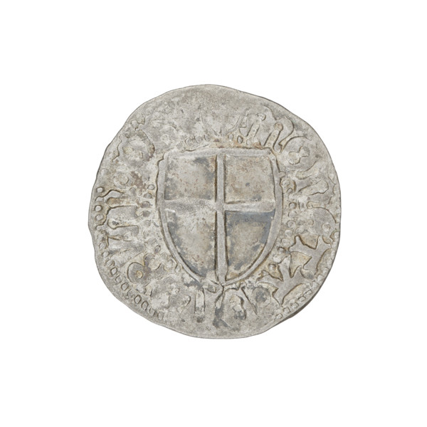 Teutonic szelag, Henryk Reffle von Richtenberg (Grand Master; 1470–1477). Obverse: Teutonic